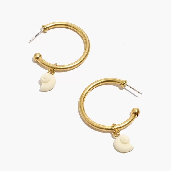 Madewell Jewelry - Madewell Shell Charm Large Hoop Earrings